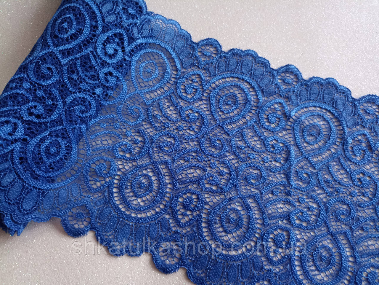 Мереживо стрейч 18см "Моніка" колір електрик, фото 1