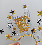 Новорічні аксесуари для фотосесії Новорічна корона з зірками Новорічний обруч для дорослих та підлітків, фото 4