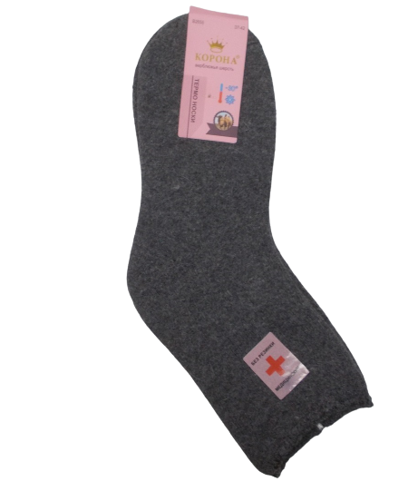 Жіночі термошкарпетки без гумки верблюжа вовна з махрою Корона 26551 37-42 сірі