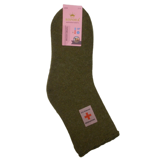 Жіночі термошкарпетки без гумки верблюжа вовна з махрою Корона 26551 37-42 хакі