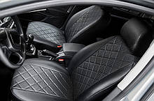 Чохли на сидіння Opel Corsa D 2007 - екошкіра, Ромб /чорні Seintex (опель корса)