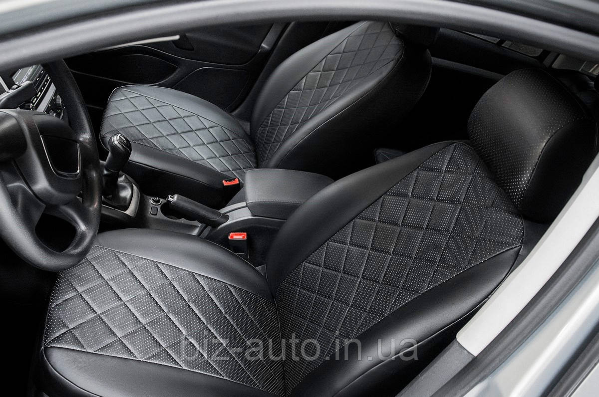 Чохли на сидіння Mazda CX-5 II 2017 - екошкіра, Ромб /чорні 89005 Seintex (Мазда сх 5)