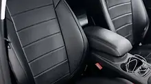 Чохли на сидіння Volkswagen Polo Sedan 2010- (суцільна) екокожа /чорні 86631 Seintex (Фольксваген поло)