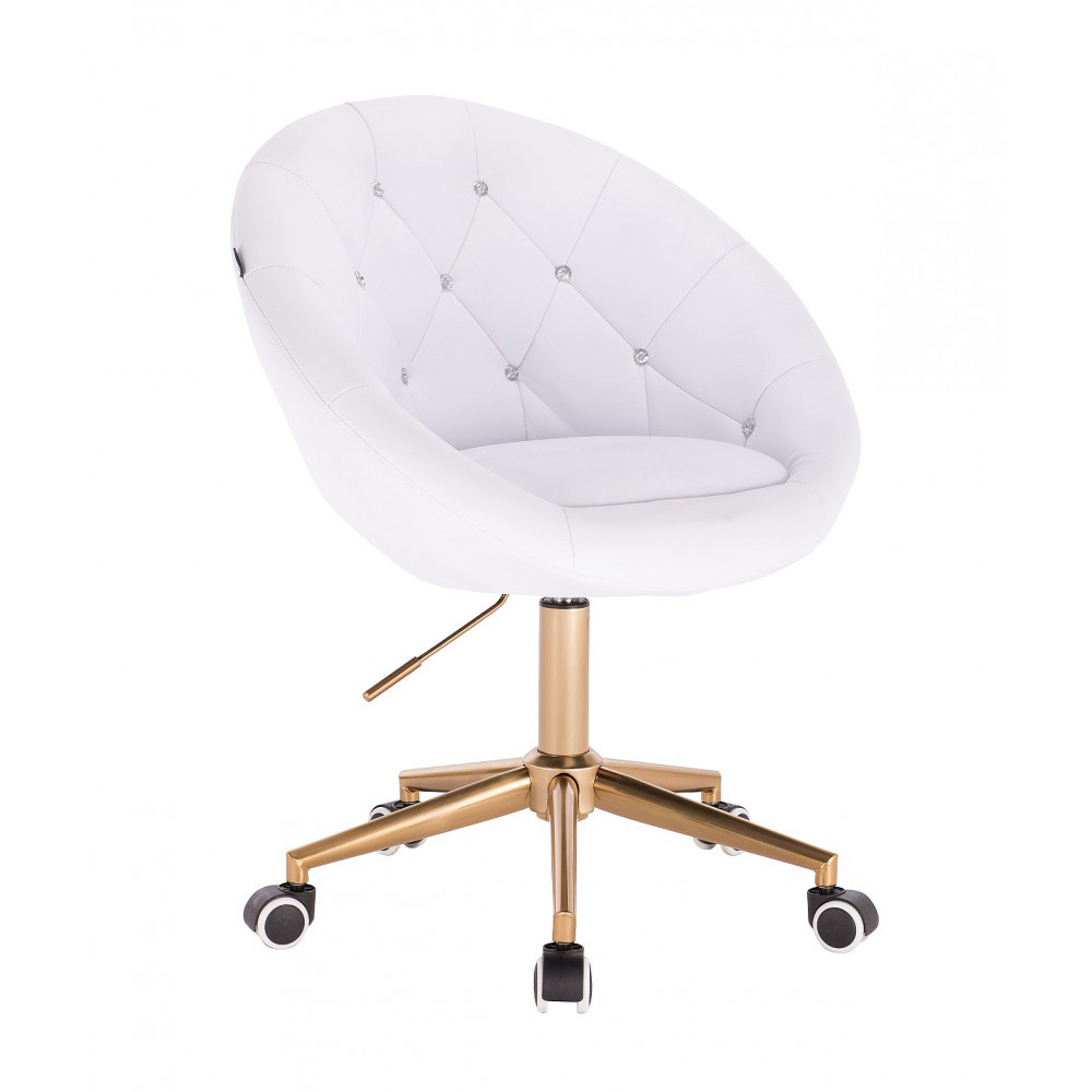 Перукарське крісло на пневматиці НС8516К білий на золотій основі