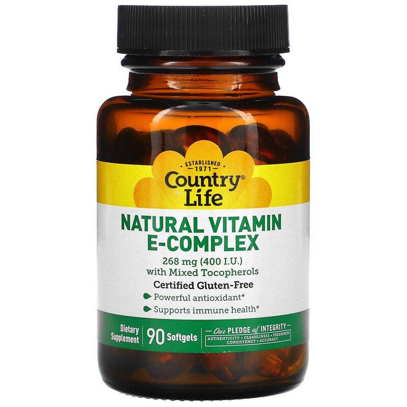 Комплекс з вітаміном E й змішаними токоферолами Country Life "Natural Vitamin E-Complex" 268 мг (400 МО) (90 гелевих капсул)