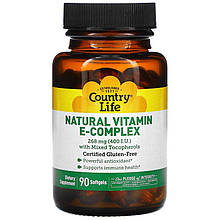 Комплекс з вітаміном E й змішаними токоферолами Country Life "Natural Vitamin E-Complex" 268 мг (400 МО) (90 гелевих капсул)