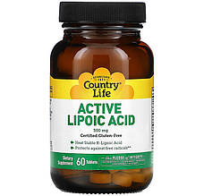 Альфа-ліпоєва кислота Country Life, Time Release "Active Lipoic Acid" 300 мг (60 таблеток)