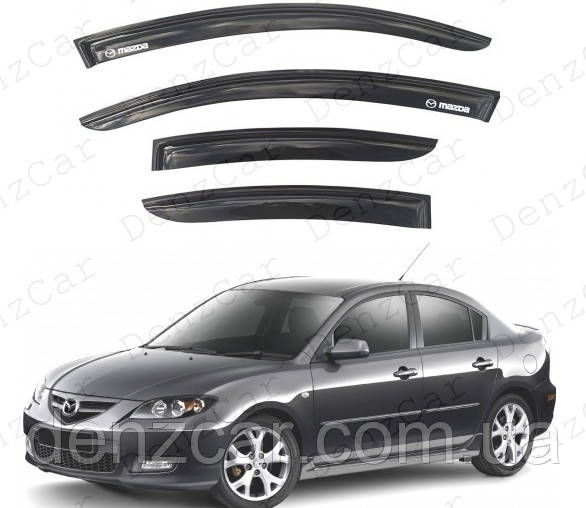 Вітровики Mazda 3 I Sd 2003-2009 (на скотчі)\Дефлектори вікон Мазда 3 седан