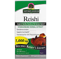 Грибы Рейши Nature's Answer "Reishi" линчжи, ганодерма, 1000 мг (60 капсул)