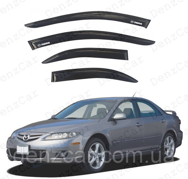 Ветровики Mazda 6 I Sd 2002-2008 (на скотче)\Дефлекторы окон Мазда 6 седан - фото 1 - id-p244218150