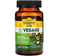 Мультивитамины и минералы Country Life "Max for Vegans" для вегетаринцев (120 капсул)