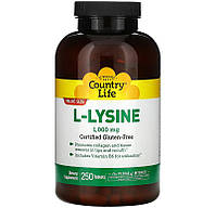 L-Лизин Country Life "L-Lysine" 1000 мг (250 таблеток)