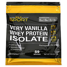 Ізолят сироваткового протеїну California GOLD Nutrition, SPORT "Whey Protein Isolate" смак ванілі (2270 г)