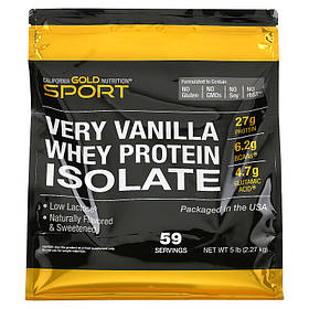 Ізолят сироваткового протеїну California GOLD Nutrition, SPORT "Whey Protein Isolate" смак ванілі (2270 г)