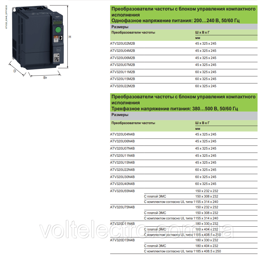 ATV320U75N4B Преобразователь частоты Altivar 320 7,5 кВт 17А 380В 3-ф. книжное исполнение - фото 4 - id-p1544934089