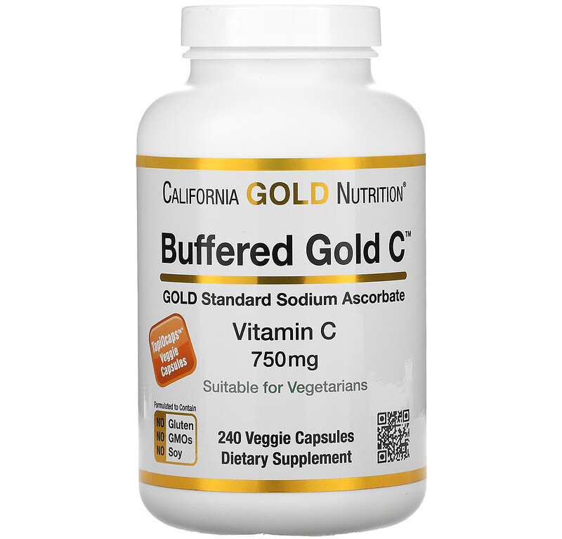 Буферизований вітамін California GOLD Nutrition "Buffered Gold C" 750 мг (240 капсул), фото 1