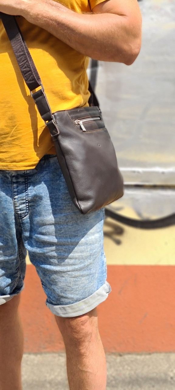 Мужская из кожи сумка через плечо стильная удобная городская для документов катана - фото 8 - id-p64576117