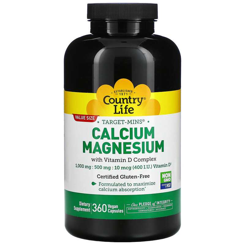 Кальцій і магній Country Life "Calcium Magnesium with Vitamin D Complex" комплекс із вітаміном D (360 капсул)