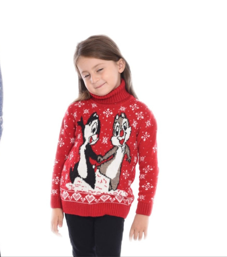 Новогодний красный свитер на девочек 2,3,4,5,6 лет - фото 1 - id-p1544934319