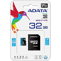 Карта памяти ADATA Premier 32Gb Class 10 A1 (R-100Mb/s) + Adapter SD (AUSDH32GUICL10A1-RA1)