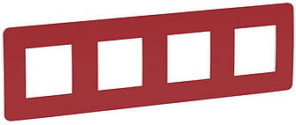 Unica New Studio Color рамка 4-постова червоний-білий Schneider Electric, NU280813