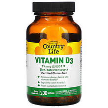 Вітамін D3 Country Life "Vitamin D3" 5000 МО (200 капсул)