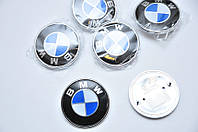 Эмблема на капот и багажник BMW 78мм бело-синяя