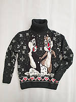 Гарний новорічний светр на дівчаток 2,3,4,5,6 років Смарагд