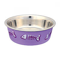 Миска для кота Trixie 250 мл металлическая, фиолетовая