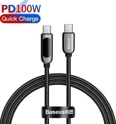 Кабель Baseus Display Cable Type-C to Type-C 100W 2m CATSK-C01 Black, фото 1