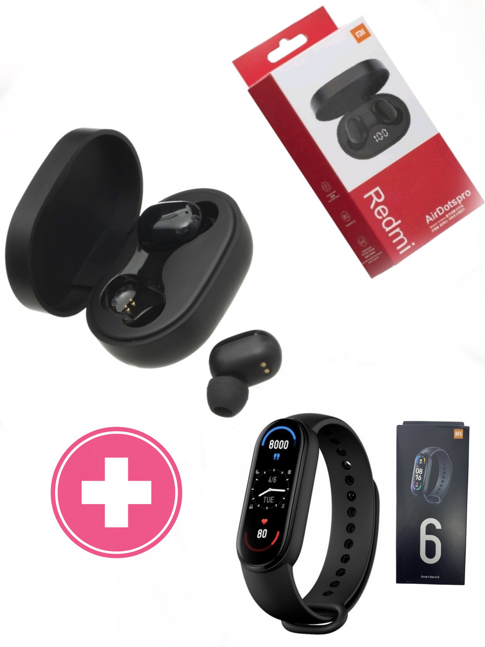 Бездротові навушники Redmi AirDots. Bluetooth v5.0 + Фітнес браслет М6 в подарунок