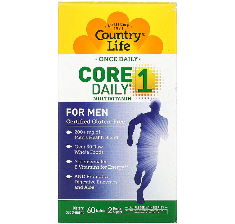 Мультивітаміни для чоловіків Country Life "Core Daily-1 Men" комплекс (60 таблеток), фото 1