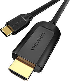 Відеокабель Vention Type-C до HDMI 4K@30Hz Thunderbolt 3 1,5 м Чорний CGUBG