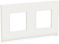 Unica New Studio Pure рамка 2-постовая белое стекло-белый Schneider Electric, NU600485