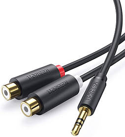 UGREEN 3,5 мм до 2 RCA 25см Стерео Аудіокабель Y-адаптер Позолочений Червоно-білий Шнур для навушників Сумі