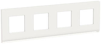 Unica New Studio Pure рамка 4-постова біле скло білий Schneider Electric, NU600885