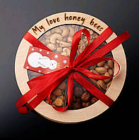 Коробка з фанери. Подарункова коробка кругла для сухофруктів, горішків.