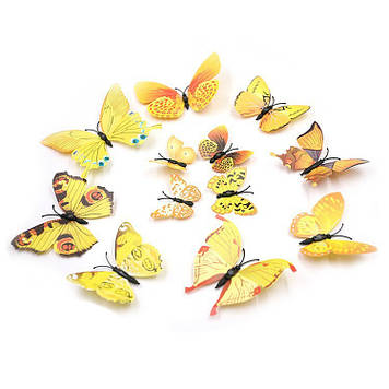 3D- метелики для декорації жовті.