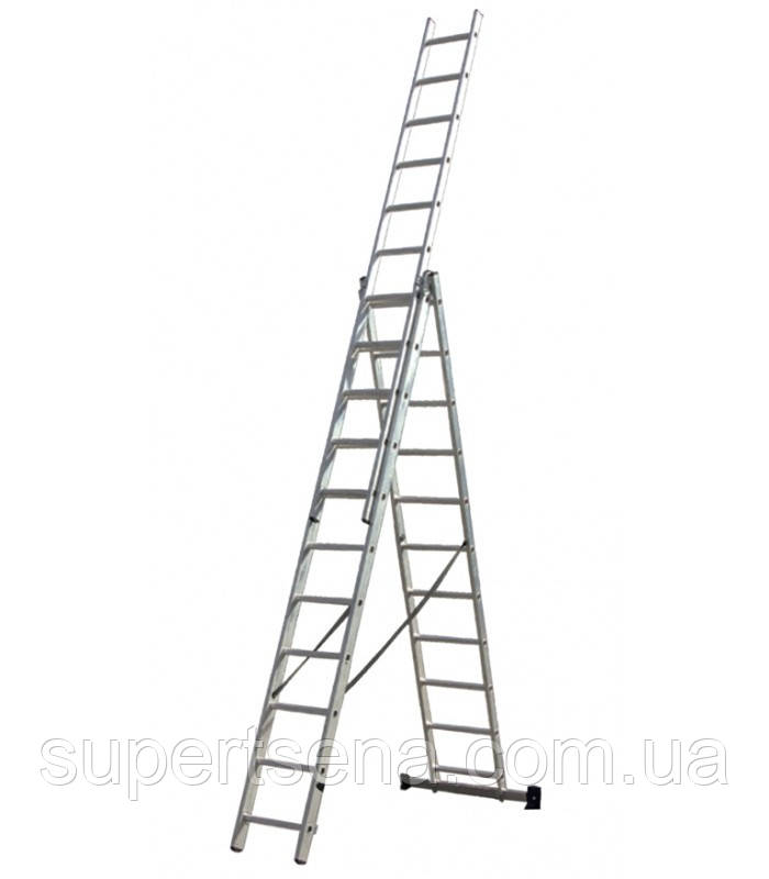 Сходи 3х10 (6,49 м) КЕНТАВР, універсальна 3-х секц. алюмінієва, арт. 44672