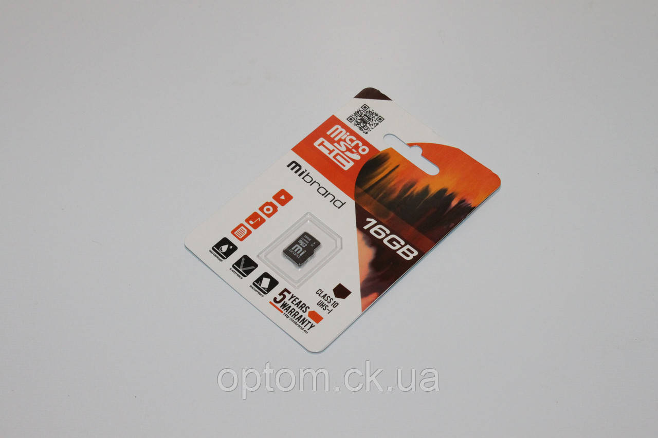 Карта пам'яті Mibrand MicroSDHC 16 Gb class 10 UHS-1