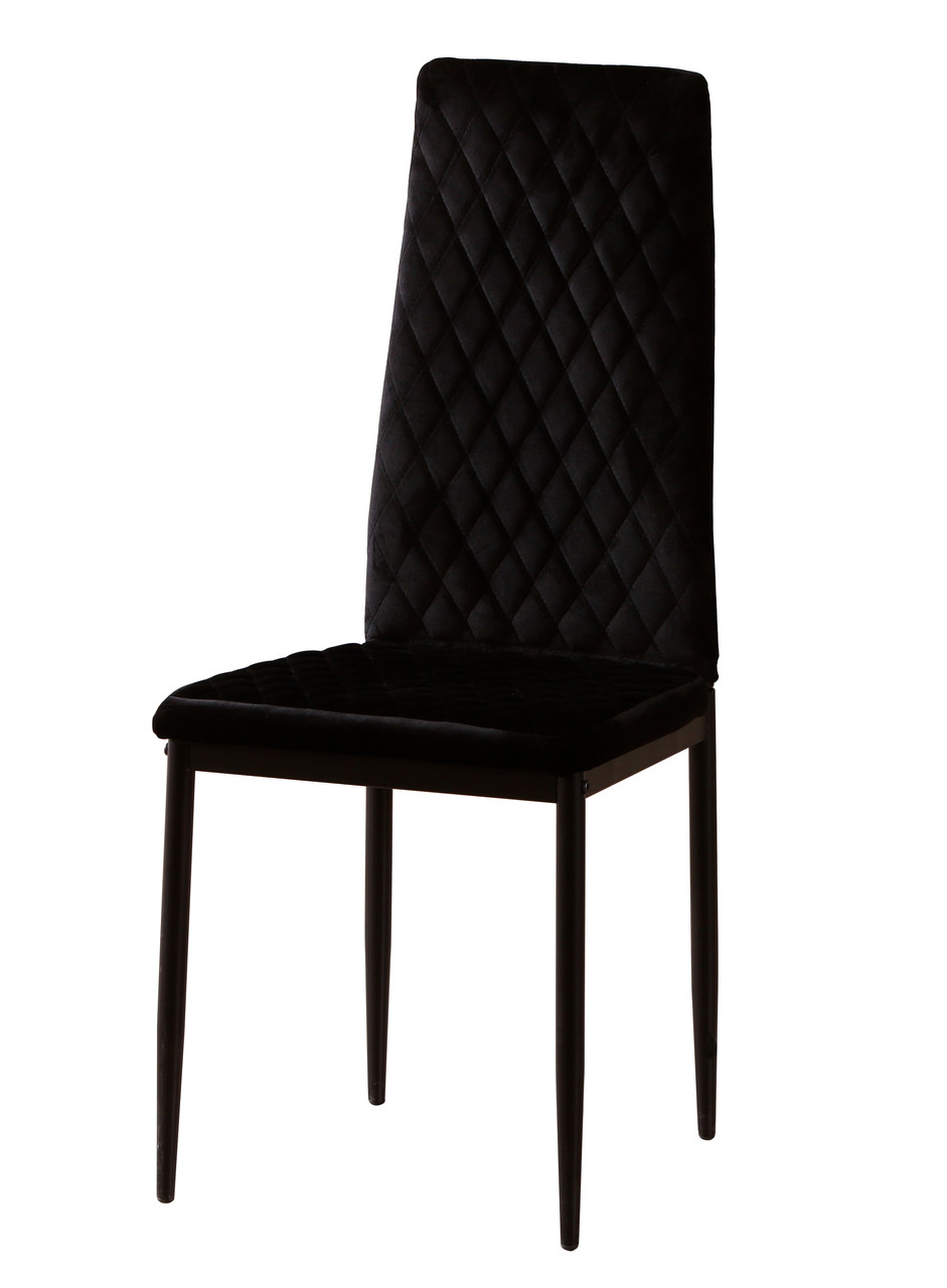 Кухонний стілець Inspiration black Special4You з високою спинкою оксамитовою оббивкою Velvet ромбоподібна строчка, фото 1