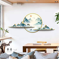 Вінілові наклейки на стіну Сакура Японія гори море (лист 60 х 90 см) Б354-12