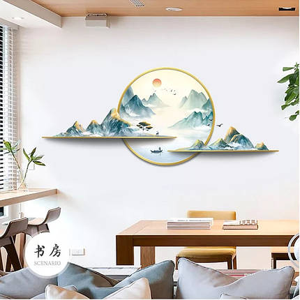 Вінілові наклейки на стіну Сакура Японія гори море (лист 60 х 90 см) Б354-12, фото 2