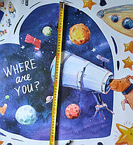 Вінілові наклейки на стіну в дитячу, дитячий сад, в зоомагазин "собаки астронавти" 55см*64см (лист60*90см), фото 3