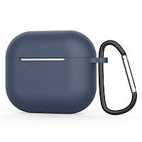Силіконовий чохол для Apple Airpods 3 | чохол + карабін | 1,4 мм | темно-синій