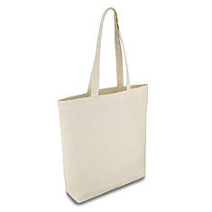 Сумка шопер бавовняна для покупок під принт 35х35х7(дно) см) двунітка 210г/м2. бежевого кольору