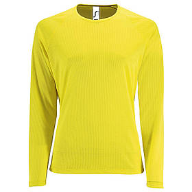 Футболка реглан жіноча приталені спортивна сітка з довгим рукавом Sporty lsl women 150 неон жовтий