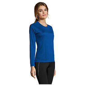 Реглан жіночий спортивний повсякденний приталений сітка з довгим рукавом Sporty lsl women 150 яскраво синій