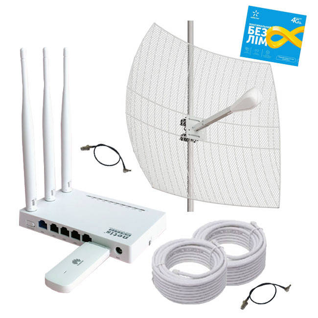 4G WI-FI комплект "Домашній інтернет Київстар" (Роутер Netis 5230 + Модем Huawei E3372+ антена 24 Дб), фото 1