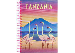 Блокнот, А5, 80 арк., спіраль, пластик.обл., клітка, Travelling: TANZANIA